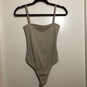 Silver Ribbed Bodysuit